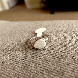 Teardrop White Quartz Silver Ring